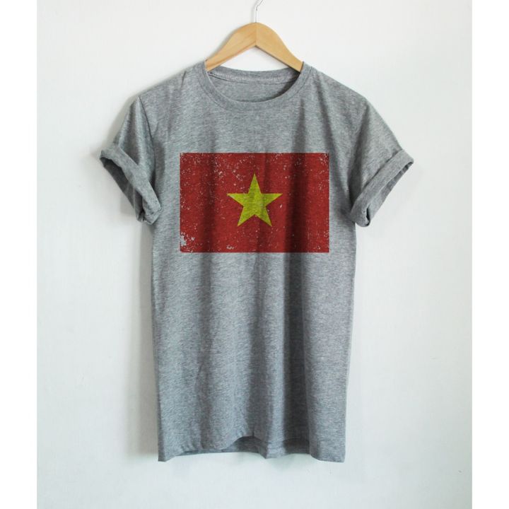 เสื้อยืดลาย-ธงชาติเวียดนาม-ประเทศเวียดนาม-vietnam-flag-เสื้อยืดสกรีน-แขนสั้น-คอกลม