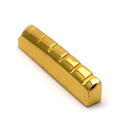 10PCS 6 String Slotted Brass Gold Plated Acousitc Guitar Nut Size 42*3*5.5-4.5mm
