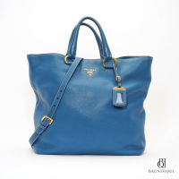 PRADA SHOPPER HANDBAG 45 BLUE SAFFIANO GHW