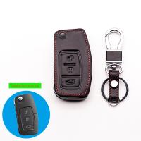 ✔☈┅ High quality Leather Key Cover for Ford Fiesta Focus Mk3 Ecosport Kuga ESCORT Escape Car Flip Folding Remote Key Case