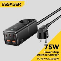 Essager 75W GaN USB Charger Quick Charge 4.0 3.0 For  Xiaomi Samsung Desktop Fast Charger For MacBook Laptop Power Station