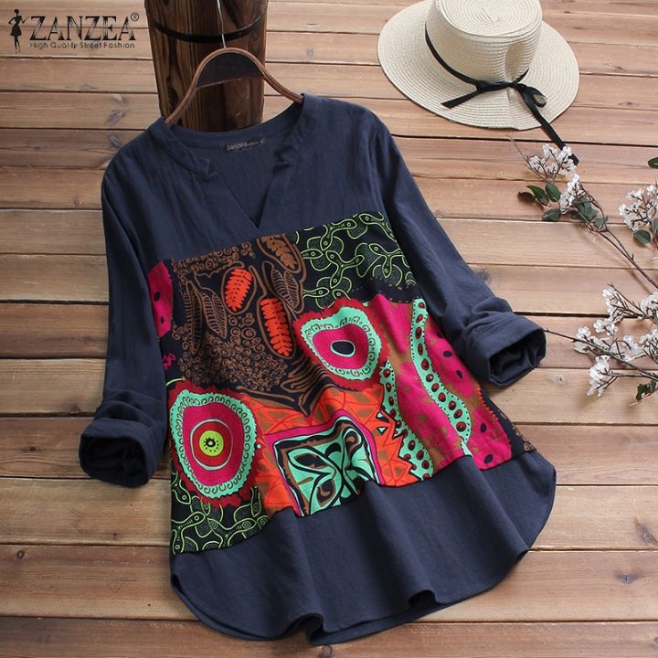 zanzea-women-34-sleeve-v-neck-cotton-printed-casual-blouse