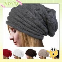 QIEPING Casual Solid Striped Crochet Hat Wool Knitted Beanie Women Caps