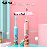 แปรงสีฟันไฟฟ้าโซนิคสำหรับเด็ก SADA กันน้ำดูปองท์แปรงสีฟันขนนุ่มพลังสูงปุ่มเริ่มเดียว