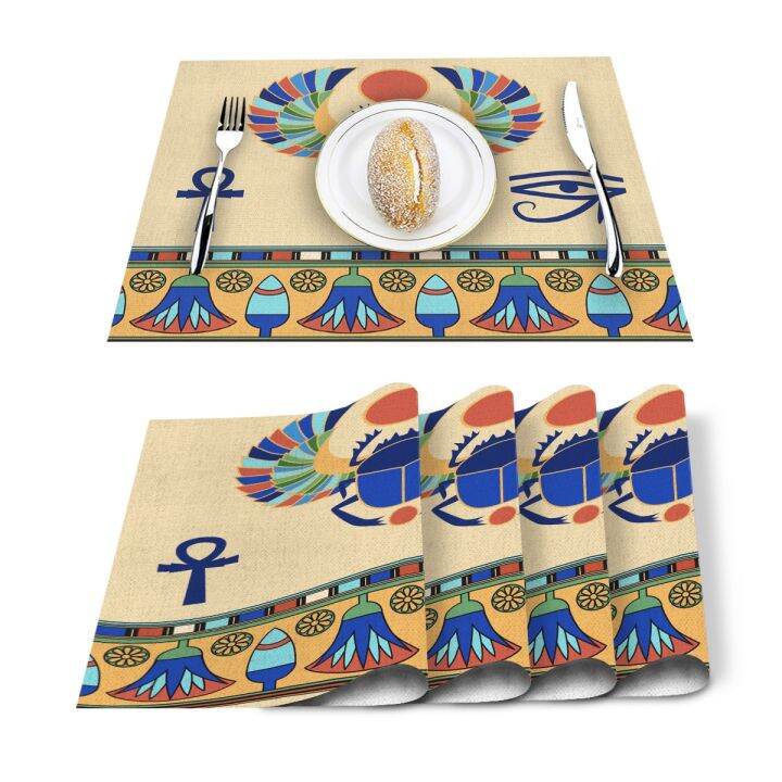 【CW】 Scarab Ancient Egyptian Culture Placemats Printed Tableware