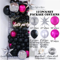 127Pcs Black Silver Disco Balloons Garland Arch Star Foil Globos Disco Party Decoration Christmas New Year Home Decorative Balls