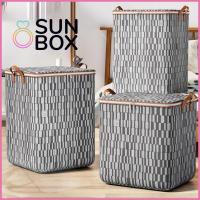 SUN BOX จุได้มาก พร้อมที่จับ พับเก็บได้ ที่จัดระเบียบเสื้อผ้า ถุงเก็บผ้านวม ถังจัดเก็บของในตู้เสื้อผ้า กล่องคัดแยกผ้าห่ม ถุงเก็บเสื้อผ้า