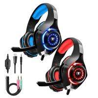 Wired On Ear Headphones Portable Game Headphone With Mic Lightweight Headphone With 2.1M No-Tangles Cord LED Lights For Smartphone Tablet Computer MP3 Podcasts Studio Monitorin superior