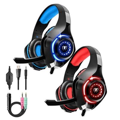 Wired On Ear Headphones Portable Game Headphone With Mic Lightweight Headphone With 2.1M No-Tangles Cord LED Lights For Smartphone Tablet Computer MP3 Podcasts Studio Monitorin premium