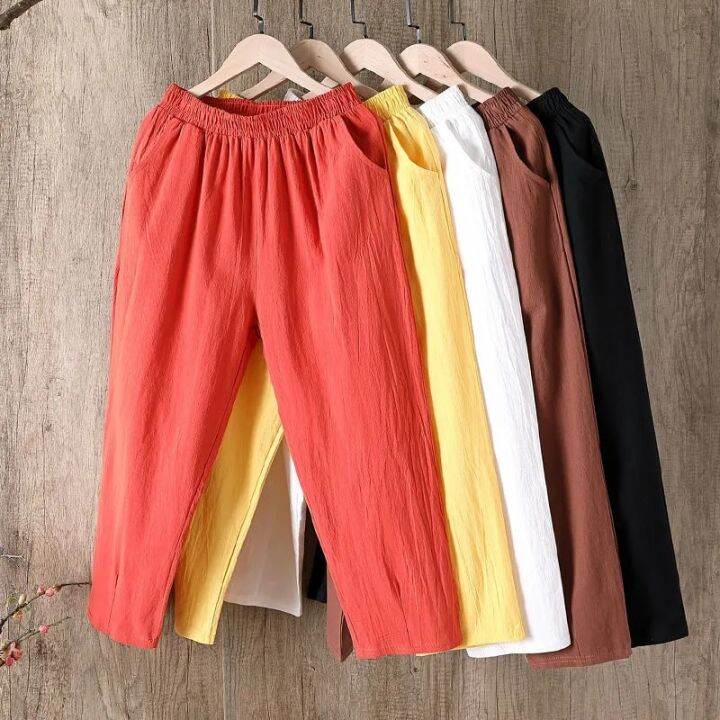 fashion-cotton-linen-harem-pants-women-summer-loose-4xl-solid-color-pants-high-waist-elastic-female-ankle-length-pants