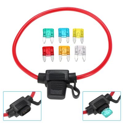 12V 30A Car Automotive In-Line Mini Blade Fuse Holder Kit with 6 Fuses Motorcycle Motorbike Fuse Accessories Fuses Accessories
