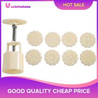 [uebfashion] 9pcs Round Ice Mooncake Mold Hand Press Pastry Cakes Mould DIY Kitchen Bake Tool