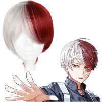 BEBIRA วิกผมอนิเมะวิกผมปลอมสีขาวและสีแดง Todoroki Shoto วิกผมสถาบันการศึกษาฮีโร่ของฉันวิกผมแบบเต็มรูปแบบ Boku No Hero คอสเพลย์ตัวละคร