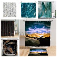 Marble Shower Curtain Gradient Texture Painting Anti Mold Hooks 180x240 Bathroom Waterproof Black White Custom Free Shipping