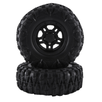 4 PCS 120mm 2.2 Beadlock Wheel Rim Tire Set Black Nylon+Rubber for 1/10 RC Crawler Car Axial SCX10 Wraith Capra RR10 RBX10 TRX4