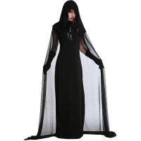 【Lao Zhang Fashion Cosplay】 Hot Sale Witch Cosplay Black Dress Costume With Hooded Claok Halloween Woman With Accessories ซื้อทันทีเพิ่มลงในรถเข็น