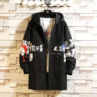 2020 New Print Trench Coat Black MenS Jacket Overcoat Casual Mens windbreakers X-Long Men Fashion Autumn Jackets