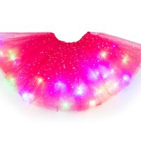 Women Stars Sequin Tutu Skirt LED Light Up Neons Colorful Dance Party Short Dress Tutu Skirts