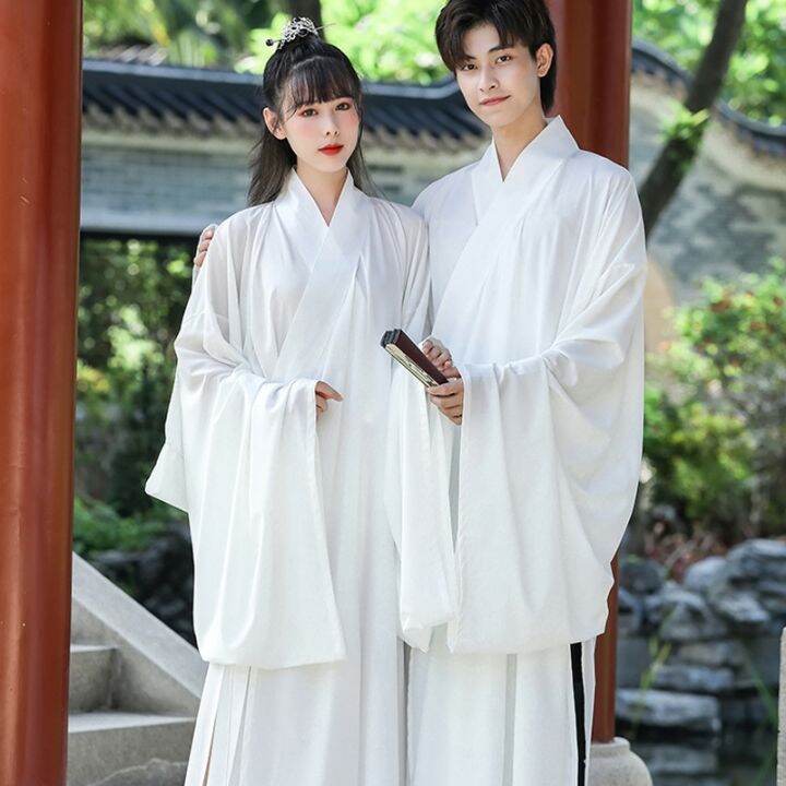 hnf531-ชุดฮั่นฝูผู้ชายเสื้อตัวในคอไขว้เสื้อซับในซับในสีขาวชุดเสื้อผ้ากางเกงสไตล์จีนเพิ่มความหนาใส่ช่วงฤดูร้อนครบชุด