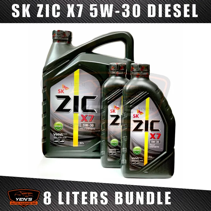 SK ZIC X7 5W30 Diesel 100% Fully Synthetic Engine Oil (8 Liters) Bundle ...