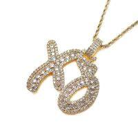 Bling Letters Pendant Necklace AAA Zircon Heart XO Celebrity Style Mens Necklace Fashion Rap Hip Hop Jewelry