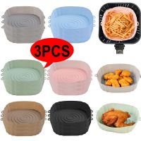 3/2/1Pcs Air Fryer Silicone Basket Pot Oven Baking Tray Fried Pizza Chicken Mat Round Replacemen AirFryer Grill Pan Pad Liner Pots Pans