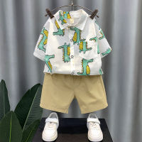 Boys Short-Sleeved Shirt 2023 New Childrens Summer Western Style Fashion Shirt Baby Handsome Fried Street Clothes Fashion