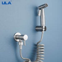 ULA Brushed Stainless Steel Toilet Bidet Faucet แบบพกพา Bidet Sprayer ห้องอาบน้ำ Shattaf Valve Jet Set Hygienic Shower Enema