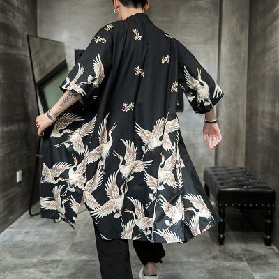 ✕◇❦ hnf531 Spot Fast Shipping Plus ขนาด Yukata Haori ผู้ชายญี่ปุ่นยาว Kimono Cardigan ผู้ชาย Samurai เครื่องแต่งกายเสื้อผ้า Kimono Jacket Mens Kimono Yukata Haori