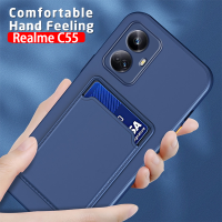 เคสซิลิโคนนิ่มกันกระแทกสำหรับ Realme C55 NC 55 55C RealmeC55 5G Nfc 2023 Realme แฟชั่น C55สีทึบกระเป๋าเงินมีช่องเสียบบัตรซิลิโคนนิ่มเคสโทรศัพท์เด็กผู้หญิงเคสป้องกันโทรศัพท์กรอบด้านหลังเป็นคู่