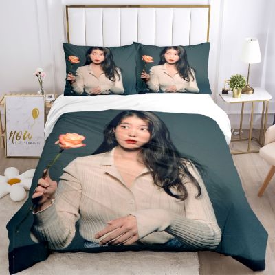 【hot】✷❒▪ Iu Kpop Star Print Three Piece Bed Set Fashion Article Children or Adults for Beds Quilt Covers Pillowcasese