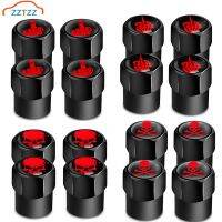 4Pcs/Set Red Skull Logo Valve Caps Car Wheel Tires Accessories Stem Cover Auto Styling Aluminum AlloyTyre Rim Stem Covers