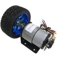 【SALE】 omjjyx DC Encoder Gear Motor แรงบิดสูง DC 6V 12V ความเร็วสูง7ถึง1590RPM ใน DC Motor ความเร็วที่ปรับได้แบบย้อนกลับพร้อมชุดล้อ