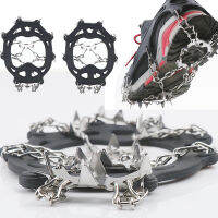 19ฟัน Anti Skid ปีนเขา Crampons Spikes Cleats รองเท้าสำหรับฤดูหนาวเดินป่าสแตนเลสกลางแจ้ง Ice Gripper