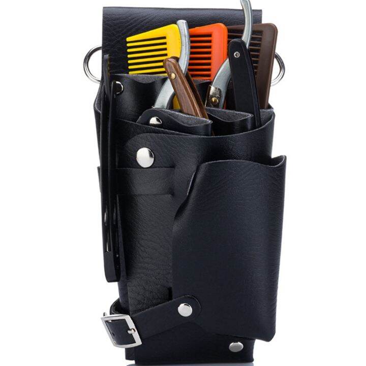 2x-leather-hairdressing-case-tools-scissor-bag-barber-pouch-holder-rivet-purse-adjustable-waist-shoulder-belt