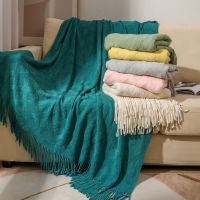 BohemianTassel Sofa Knitted Woven Blankets Throw Green Cream Color Sofa Throw Nordic Blanket Farmhouse Home Decoration Office Nap Air Conditiner Blanket