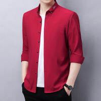 Mens New Red Blue White Long-sleeved Shirt Classic Business Office Design Casual Work Jacket High-quality Mens Clothing