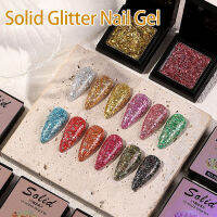 Solid กระป๋องครีมเจลเล็บภาพวาดเจล Soak Off เล็บยาวนาน Glitter เจลแต่งเล็บสำหรับ DIY ตกแต่งเล็บเครื่องมือ