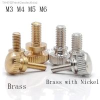 ✸✌ 2-5PCS M3 M4 M5 M6 GB834 Brass Knurled head or Nickel plating Knurled Thumb Screw Hand Tighten Curtain Wall Glass Lock Screws