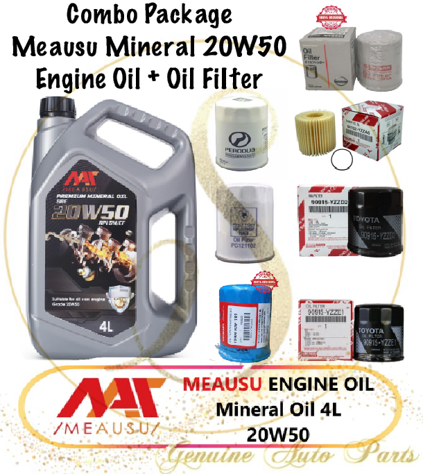 100 Original Meausu Engine Oil Sae 20w50 Sm Cf 4l Free Oil Filter Proton Perodua Toyota