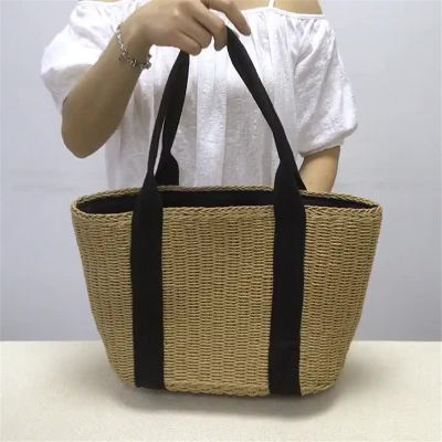 Casual Women S Straw Hand Big Shoulder Bag Crochet ided With Drawstring Tote Bag For Female Large Capacity Beach Handbag