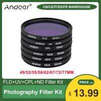 Andoer UV CPL FLD ND(ND2 ND4 ND8) Photography Filter Kit Set for Nikon Canon Sony Pentax DSLRs 52mm/49/55/58mm/62/67/72/77mm