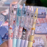 Sanrio เจล Pen12Pcs Kawaii H Ello K Itty สตรอเบอร์รี่ Cinnamoroll Kuromi Melody นักเรียนเครื่องเขียนเขียนปากกา0.5สีดำสอบปากกา