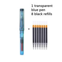 9ชิ้นปากกาลูกลื่น + ชุดหมึกรีฟิลเติมปากกาสีดำสีน้ำเงินปากกาสีแดงปลายแหลมเจลหมึกซิลิโคนโรลเลอร์บอล0.5มม. ปากกาเครื่องเขียน