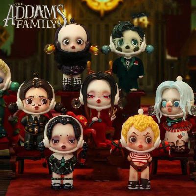 New POP MART Skullpanda x The Addams Family Series Figure dolls Wednesday Morticia Pugsley Gomez Lurch