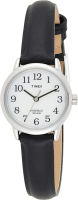 Timex Womens T20441 Easy Reader 25mm Black/Silver-Tone/White Leather Strap Watch