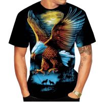 2023 In stock ✠℗◇Plus  Harajuku Mens T-Shirt 3D Soaring Eagle Print O Neck  Streetwear Casual，Contact the seller to personalize the name and logo