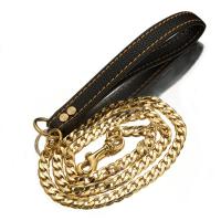 42+9inch Fashionn Gold Color Pure Copper Dog Slip Leash Cuban Chain Dog Training Choke Collar Strong Traction Practical Necklace