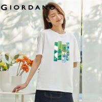 GIORDANO Women ZiLi Series T-Shirts Summer Fashion Tee Short Sleeve Crewneck Print 100% Cotton Comfort Casual Tshirts 99393057