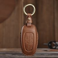 Car Key Case Cover Leather 4 Button for Hyundai Santa Fe Tucson NX4 NEXO Atos Solaris Prime Nexo DN8 Sonata 2021 2022